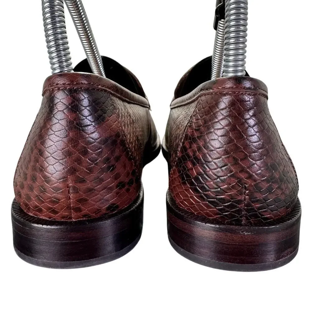 Joie Laila Loafer Cognac Snake Print Leather Slip-On Women’s Size 6.5M US